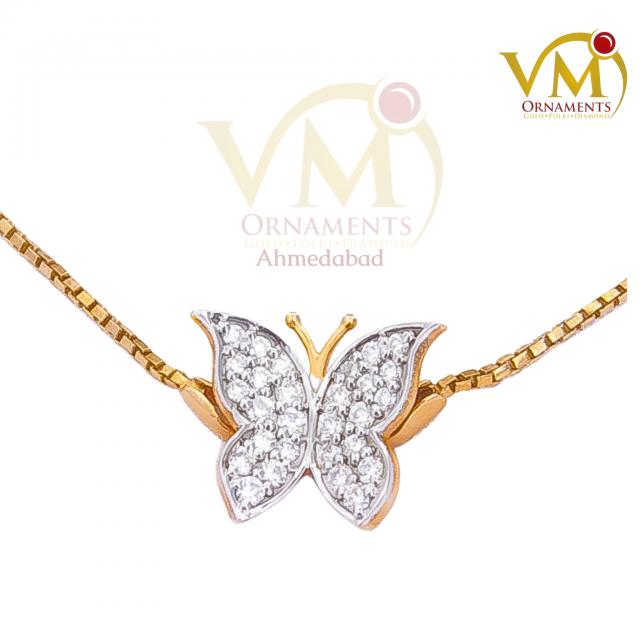 18K Rose Gold Single Butterfly Diamond Bracelet