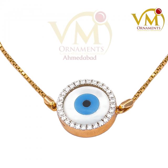 18K Rose Gold Evil Eye Diamond Bracelet with Mother of Pearl