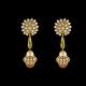 18K Gold Polki Earrings with Filigree Work & Pearl Jhumka Drops