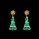 18K Gold Polki Earrings with Emerald Bead Tassels & Diamond Accents